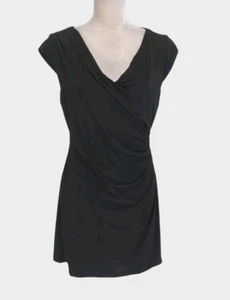 LAUREN RALPH LAUREN Womens Faux Wrap Pencil Dress Size 12 Black V-Neck 48A - Picture 1 of 5
