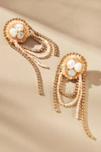NWT Anthropologie Sunset Beaded Looped Drop Earrings Peach SRP $48 - Picture 1 of 5