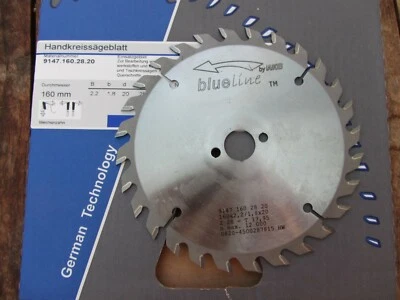 HM-Handkreissägeblatt/Sägeblatt 160 x 20 Z 28 blueline by AKE fürFestool
