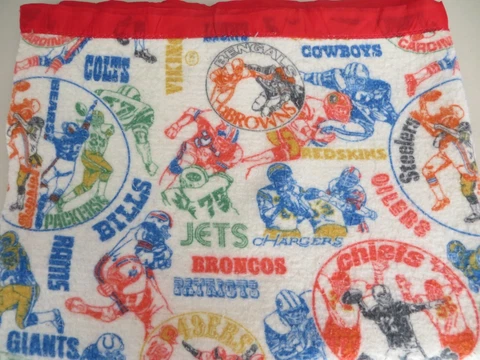 Vintage 1970's NFL Rivalry Blanket NFC AFC Bears Packers Chiefs Raiders 52"x85" Cover