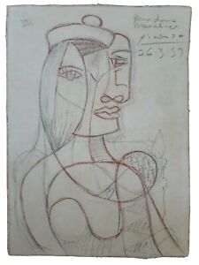 Original Signed Pablo Picasso Drawing Sketch painting