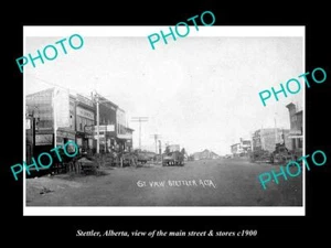 OLD 8x6 HISTORIC PHOTO OF STETTLER ALBERTA THE MAIN STREET & STORES c1900 - Imagen 1 de 1