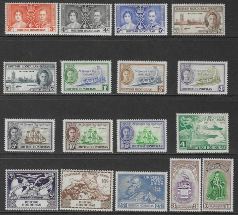 BRITISH HONDURAS 1938-49 VARIOUS SET MH. SG. 147-149, 162, 163, 166-177.  (7096) Cover