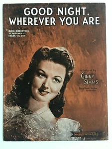 1944 Good Night Wherever You Are By Ginny Simms - Vintage Music Sheet - Picture 1 of 2