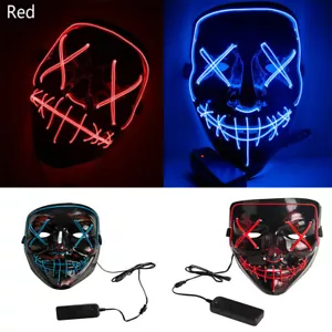 Halloween Clubbing Light Up LED Mask Costume Rave Cosplay Party Purge 3 Modes - Picture 1 of 12