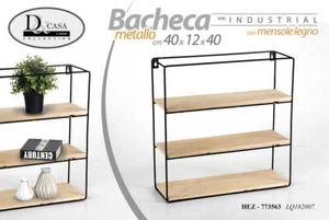 BACHECA DA PARETE EASY INSTALL IN METALLO MENSOLE IN LEGNO 40*12*40CM HEZ-773563 - Foto 1 di 1
