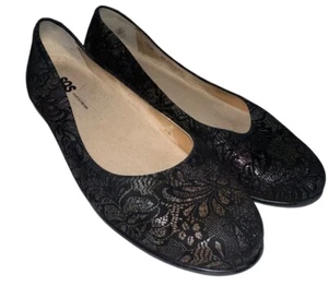 SAS Womens Scenic Ballet Flat Shoes Black Lace Suede 10.5 M Comfort - Picture 1 of 10