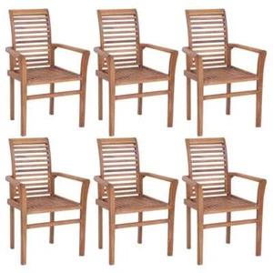vidaXL Stacking Dining Chairs 6 pcs Solid Teak Wood - Picture 1 of 5