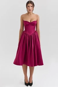 Vestido midi de tul satinado borgoña House of CB 'Coco' M 10/12 3336 - Imagen 1 de 10