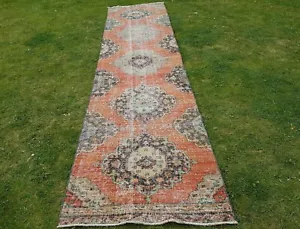 Long and Narrow Handmade Staircase Turkish Wool Runner 2'11" X 12'10" - Picture 1 of 12
