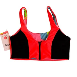 Top de bikini deportivo Maaji Fire Ninna reversible cremallera grande vacaciones - Imagen 1 de 5