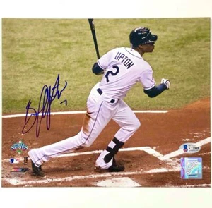 B.J. BJ Upton autograph Rays 2008 World Series signed 8x10 photo BAS COA Beckett - Picture 1 of 2