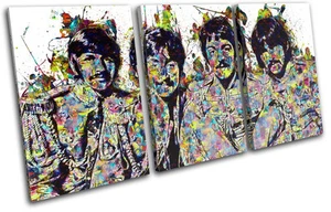 The Beatles Pop Paint Musical TREBLE CANVAS WALL ART Picture Print - Picture 1 of 1