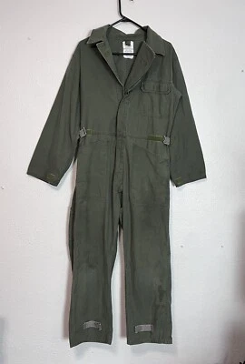 Macacão militar vintage 1992 tipo 1 algodão cetim masculino tamanho M verde oliva exército - Imagem 1 de 4