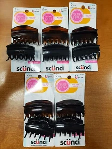 5 Pks of 2: Scunci No Slip Grip Hair Clips Claw Clips Brown/Black (7696) R7P6b - Picture 1 of 3