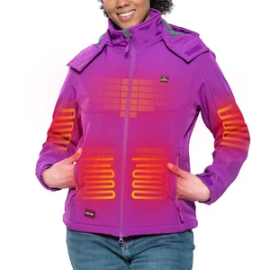 Women's Heated Jacket with Detachable Hood & 12V Battery - Waterproof Winter Coa - Picture 1 of 12