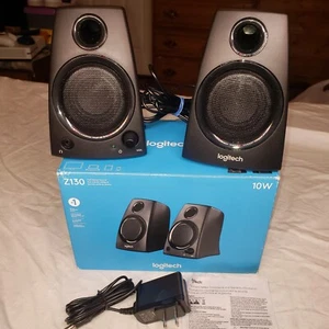 Logitech Z130 Full Stereo Sound 3.5mm Jack Compact Laptop Computer Speakers - Zdjęcie 1 z 11