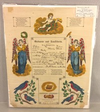 Antique 1882 Hand Colored Fraktur RZO Grossman Unframed