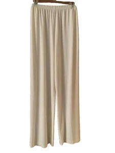 $240 Caroline Rose Winter White Ivory Silky Flowy Pant In Size Large USA - Picture 1 of 4