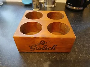 RARE GROLSCH SOLID WOOD BOTTLE HOLDER CARRIER TRAY LOVELY HOME BAR VINTAGE NICE - Picture 1 of 7