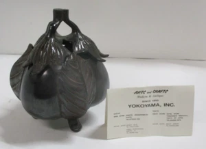 Japanese Bronze Eggplant Incense Burner Yokoyama Arts & Crafts Inc - Picture 1 of 7
