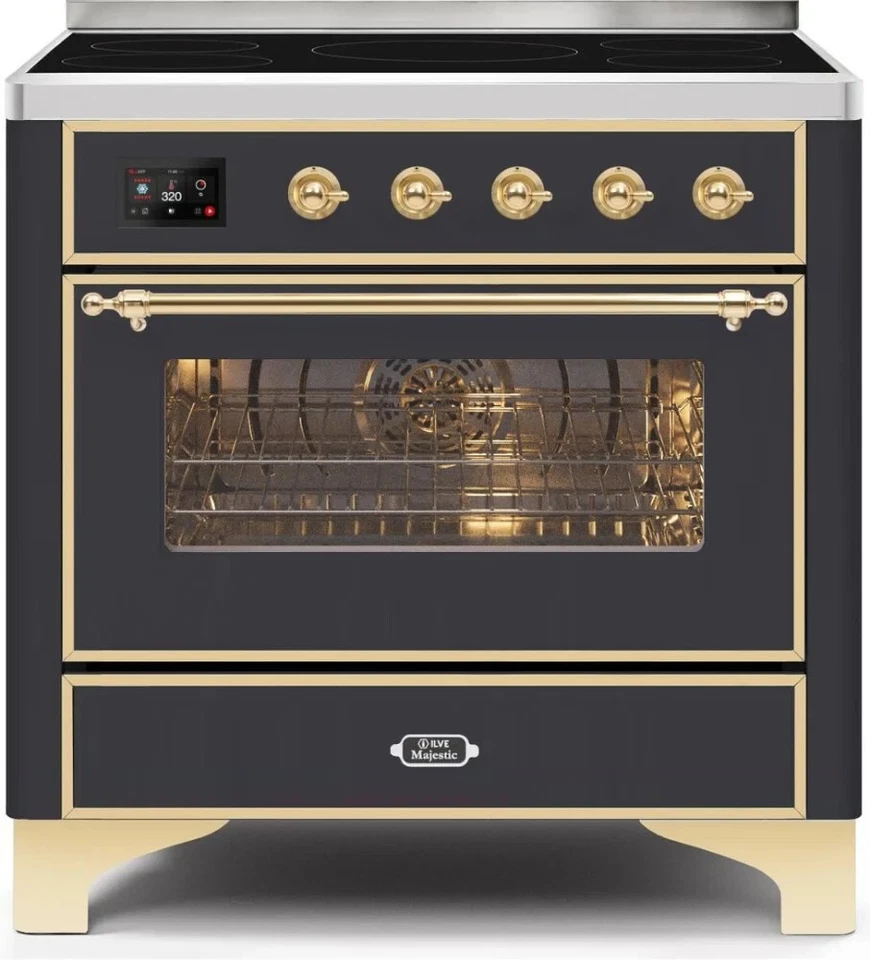 Ilve Majestic II UMI09NS3MGG 36" Electric Induction in Matte Graphite with Brass - Image 1 of 1