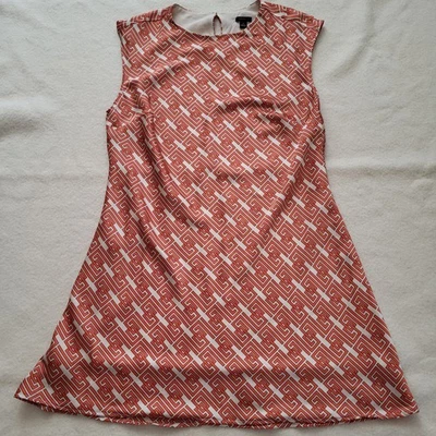 Новый с Ярлыками Шелковый Топ женский размер 12 Sleevless оранжевый геометрический с подкладкой Bias вырез Ann Taylo - Изображение 1 из 4