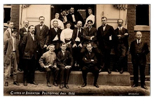 BROCKTON, MASSACHUSETTS - POST OFFICE CLERKS - OLD REAL PHOTO POSTCARD - Picture 1 of 2