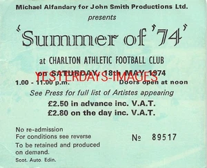 The Who Headliner Sommer 74 Charlton Athletic Football Club gebraucht Ticket Stub - Bild 1 von 3