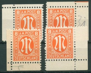 Bizone 1945 AM-POST Amerikanischer Druck 5 z Ecke 1/4 Papier z postfrisch - Picture 1 of 1