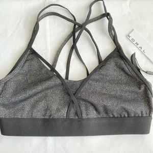 Koral Wire Glow Black Glitter Strappy Sports Bra Women's Size Small S - Picture 1 of 5