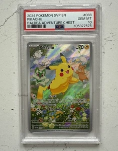 Pikachu 088 Black Star Promo Pokémon S&V Paldea Adventure Chest PSA 10 GEM MINT - Picture 1 of 2