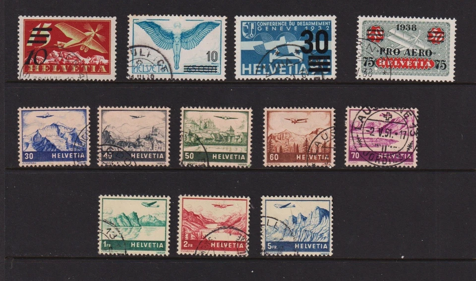 Suiza - 12 sellos antiguos de correo aéreo - cat. $47,40 Foto 1 de 1