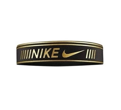 NWT Nike Pro Metallic Headband OSFA Black/Gold - Image 1 of 3