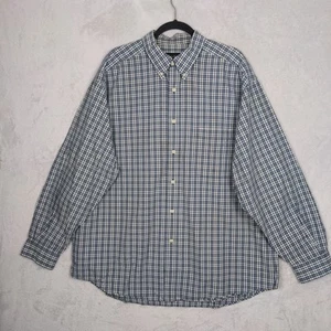 Neu ohne Etikett Eddie Bauer geknöpftes Hemd Herren XL Baumwolle blau kariert klassisch adrett zeitlos - Bild 1 von 7