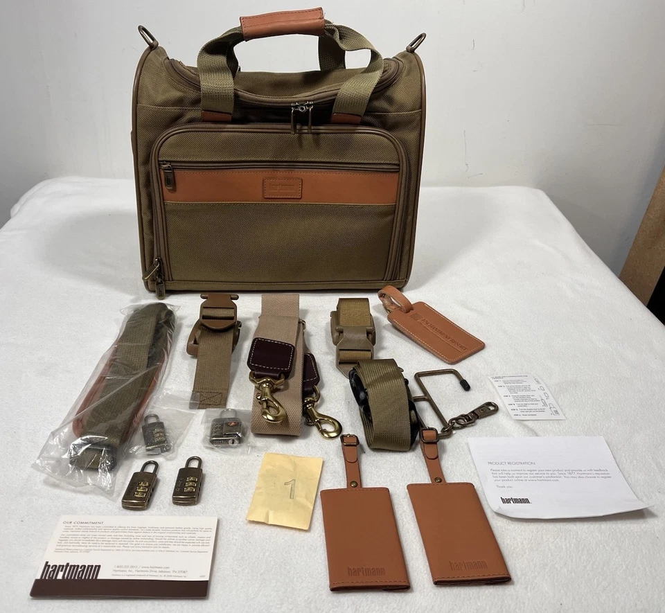 Bolsa de tren Hartmann equipaje con accesorios papeleo cuero marrón tostado Foto 1 de 4