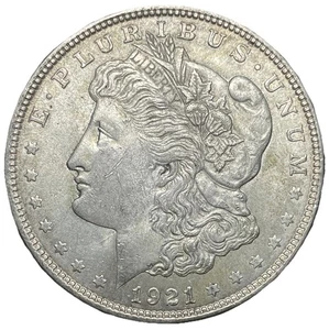 1921 Morgan Silver Dollar - Last Year Issue 90% $1 Coin - Picture 1 of 2