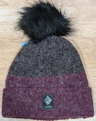 NEW Unisex One Size Columbia Winter Blur Pom Pom Beanie - Color Berry - Image 1 of 4