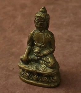 Antike Miniatur Statue von Shakyamuni Bronze 2 Zoll - Bild 1 von 9