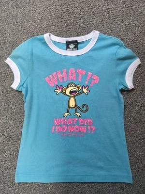 Camiseta Bobby Jack Original Niñas ¿¡QUÉ!? ¿¡QUÉ HICE AHORA!?  Brillo Azul Nuevo Foto 1 de 2