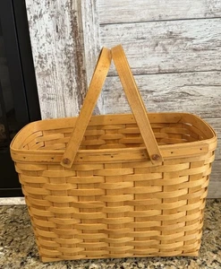 "Cesta de mercado grande Longaberger 1998 2 asas oscilantes 16" x 11,5" x 8,5""" - Imagen 1 de 9