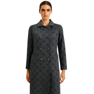 Graf Romi eleganter schwarzer Vintage Zweireiher Mantel, erhöhtes Design, selten, 12 - Bild 1 von 14