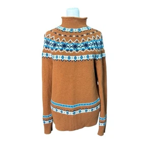 Maglione azteco J Crew Southwestern Adobe taglia small misto lana Fair Isle ruggine oro - Foto 1 di 7
