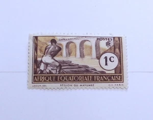 FRANCIA FRANCIA EUROPA ECUATORIAL FRANCESA ÁFRICA 1c sello postal - Imagen 1 de 2