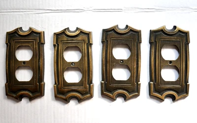 Lote de 4 cubiertas de placa dúplex vintage NuTone CITATION Outlet latón antiguo HM-4611 Foto 1 de 4