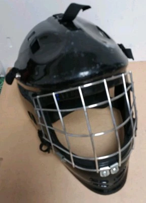 Hockey Goalie Street Mask Black & Cage Chrome Cage Sr Size - Image 1 of 4