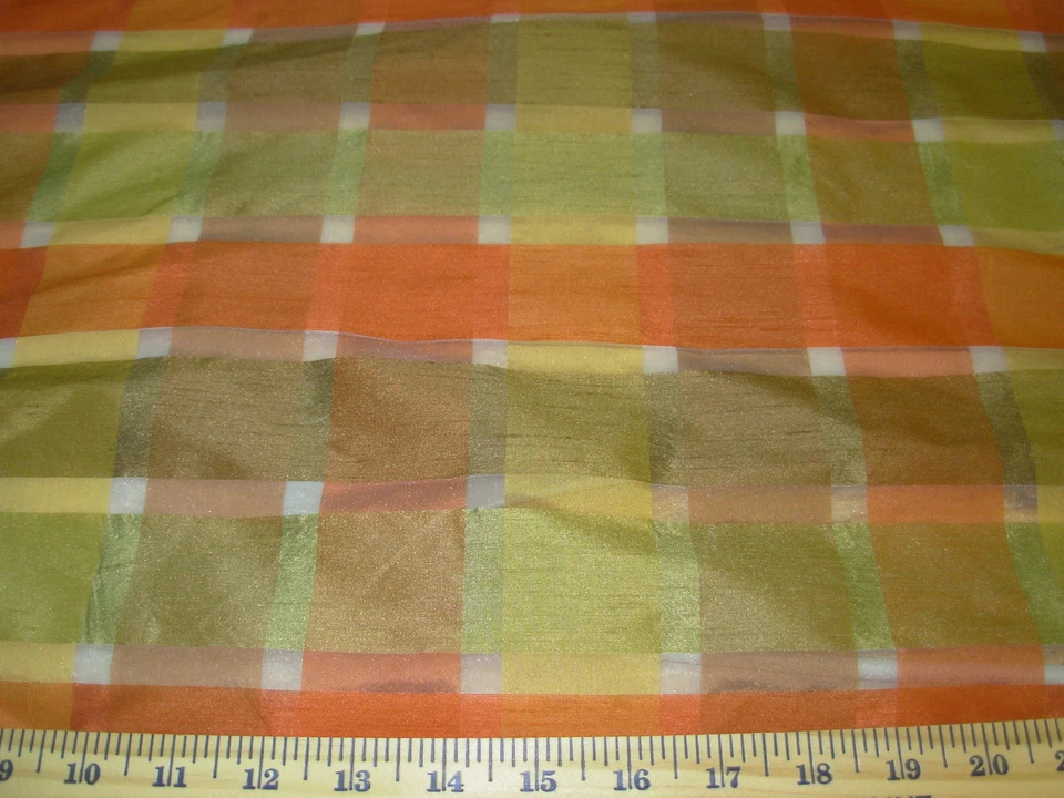 4 4/8 YDS BERGAMA CUADROS IMITACIÓN SEDA SEMI TRANSPARENTE ELEGANTE TELA PARA CORTINAS ~ Foto 1 de 1