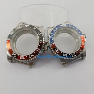 40mm Sapphire glass Watch Case red blue GMT Ceramics Bezel Fit NH34 NH35 NH36 - Picture 1 of 14