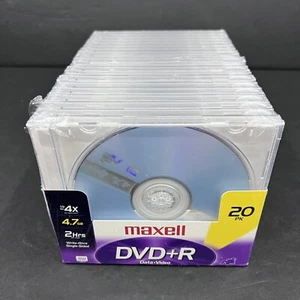 Maxell 20 pack DVD+R Write Once Data/Video Discs w/Jewel Cases 4.7 GB - Picture 1 of 6