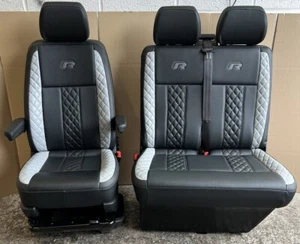 VW T6 Transporter Front Seats Driver Captain With Passenger Double Bench R-Line - Picture 1 of 11